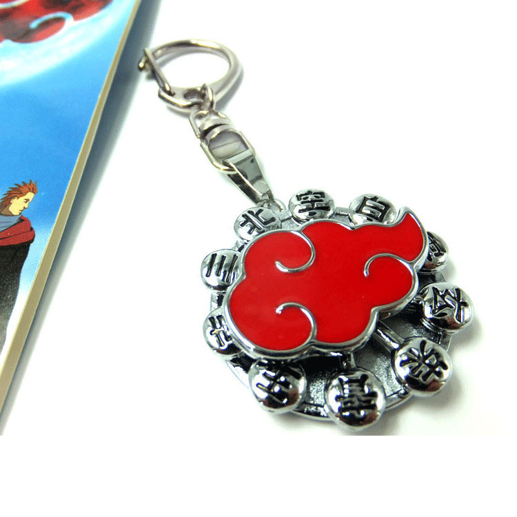 动漫周边钥匙扣火影忍者晓组织红云标志三层可转动项链厂家直销