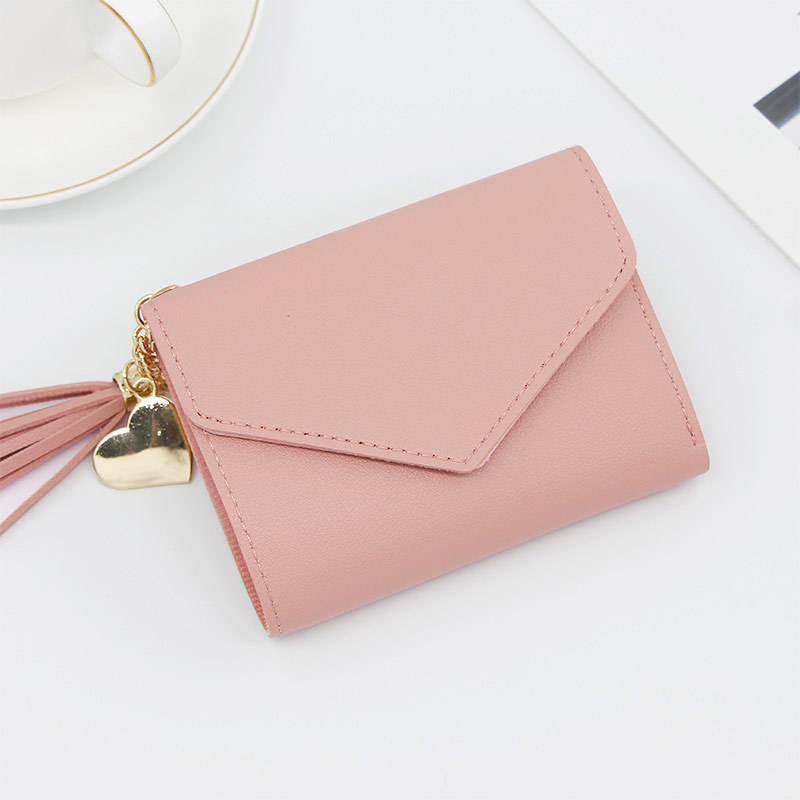 New Fashion Ladies Wallet Short Small Three Fold Simple Tassel Clutch Wallet Card Holder Coin Purse Clutch