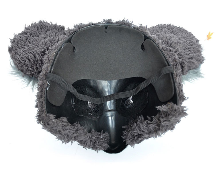 万圣节热销半脸考拉面具毛绒动物头套男女可戴角色扮演道具可出口