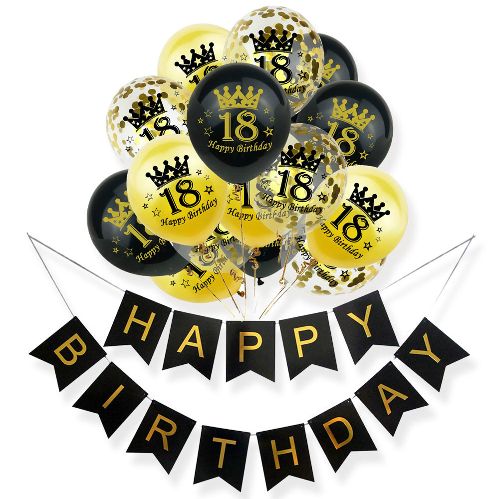 happybirthday成人生日快乐气球套件30405060周岁派对拉旗
