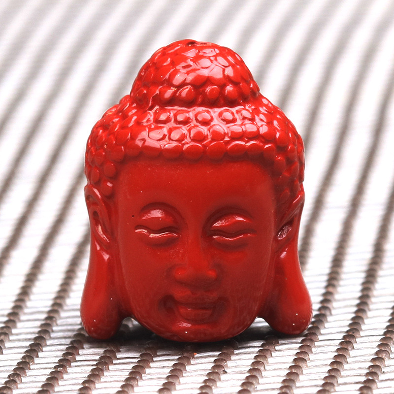 高含量朱砂双面佛头挂件 diy手工材料佛珠手串配饰 快手直播货源