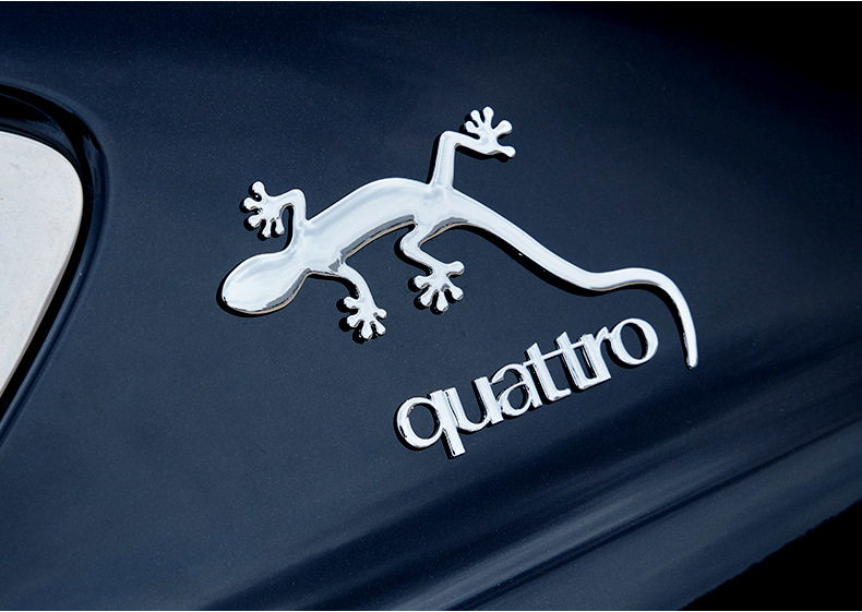 汽车贴小壁虎车贴趣味装饰壁虎贴黑色金属改装车身贴个性车标尾标