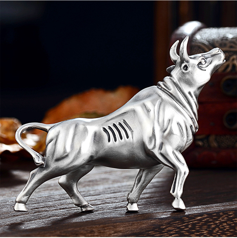 银牛摆件足银999生肖牛年风水吉祥物茶宠牛气冲天银摆件送礼