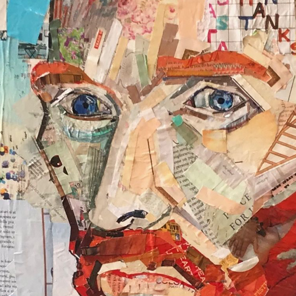 亚马逊跨境一件代发 艺术报纸剪画梵高自画像 喷绘装饰无框帆布画