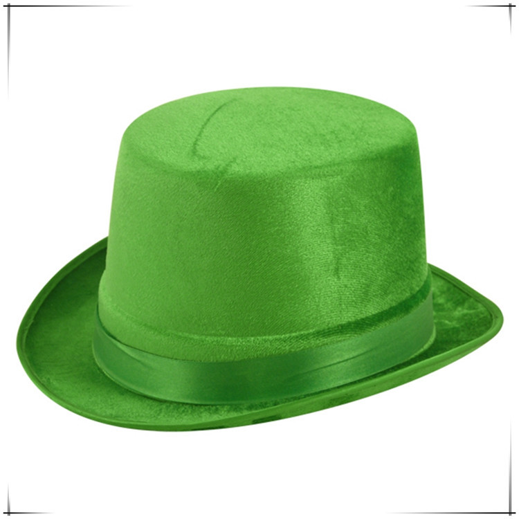厂家直供爱尔兰帽子疯狂绿帽子节圣帕特里克节毛毡礼帽绿色林肯帽