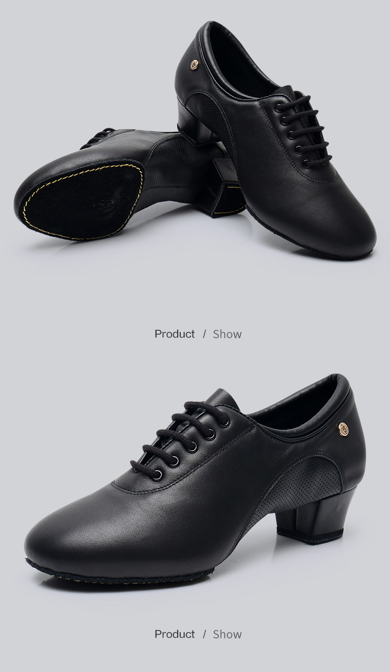 drhdance 真皮男士拉丁舞鞋成人舞蹈鞋软底练功鞋中跟国标跳舞鞋