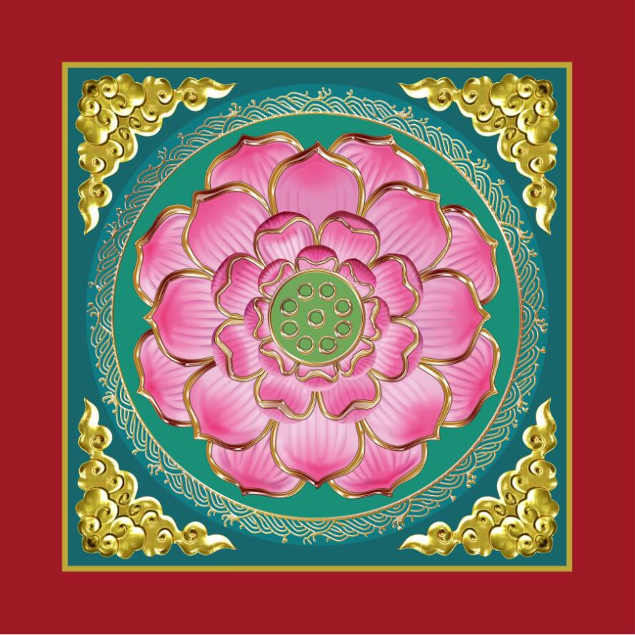 浮雕古建中式集成吊顶寺庙天花扣板仿古装修家装佛堂莲花装饰吊顶