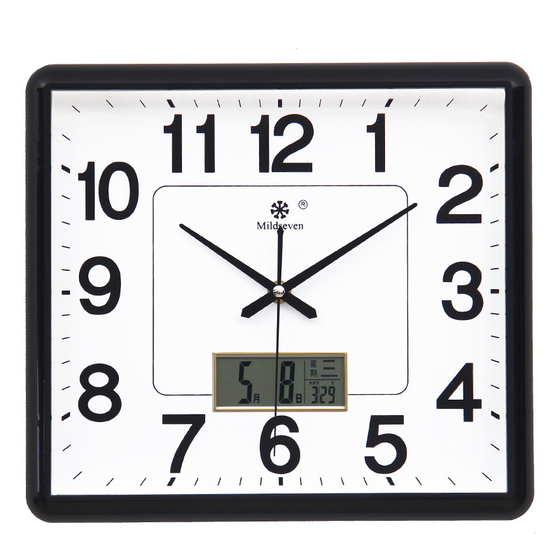 Square Electronic Wall Clock Living Room Mute Clock Home Creative Fashion Art Calendar Quartz Clock Pocket Watch