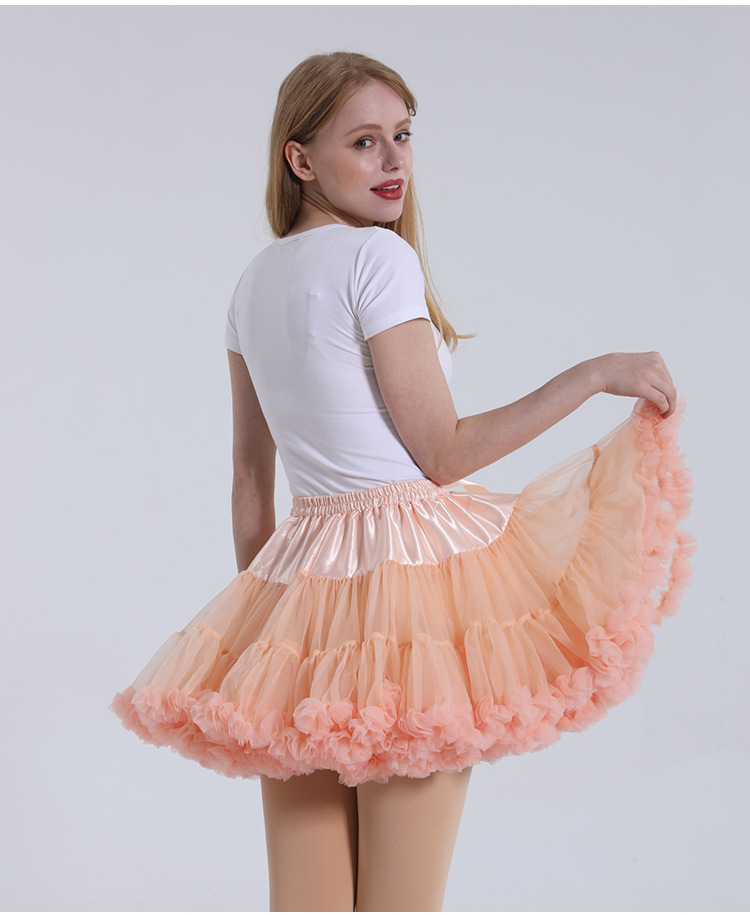 新款成人版标准双色 无骨软妹网纱蓬蓬裙百褶裙舞蹈芭蕾tutu裙撑