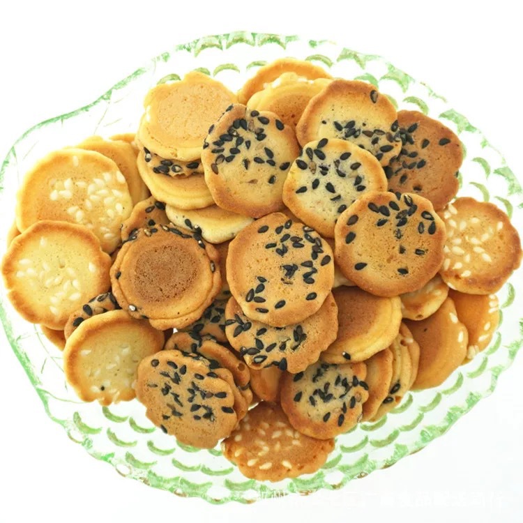 小丸煎饼 10斤散装鸡蛋煎饼黑芝麻味蛋圆饼干 休闲食品 网红零食