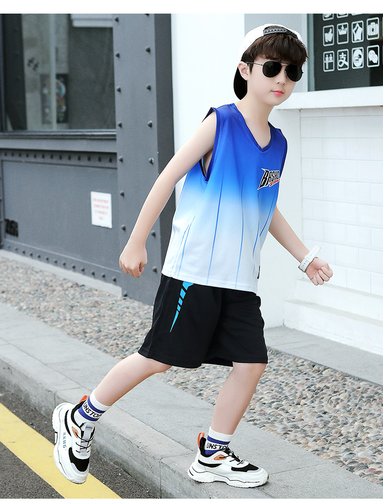 男童装儿童夏季装帅气运动薄款速干衣篮球服套装2020新款大童男孩