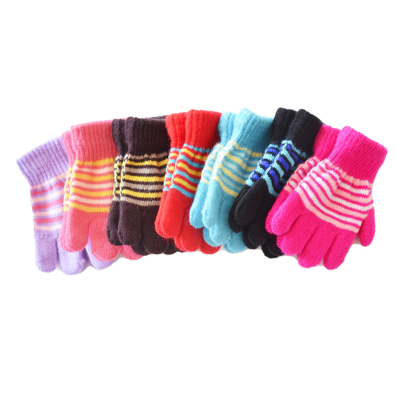 Autumn Winter Thermal Velvet Knitted Creative Full Finger Magic Gloves for Children Aged 1-5 Manufacturers Wholesale Printable Logo