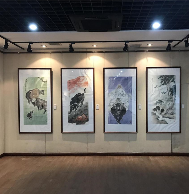 画展轨道挂画器铝合金l轨道不锈钢丝绳挂画线白色黑色挂画槽现货