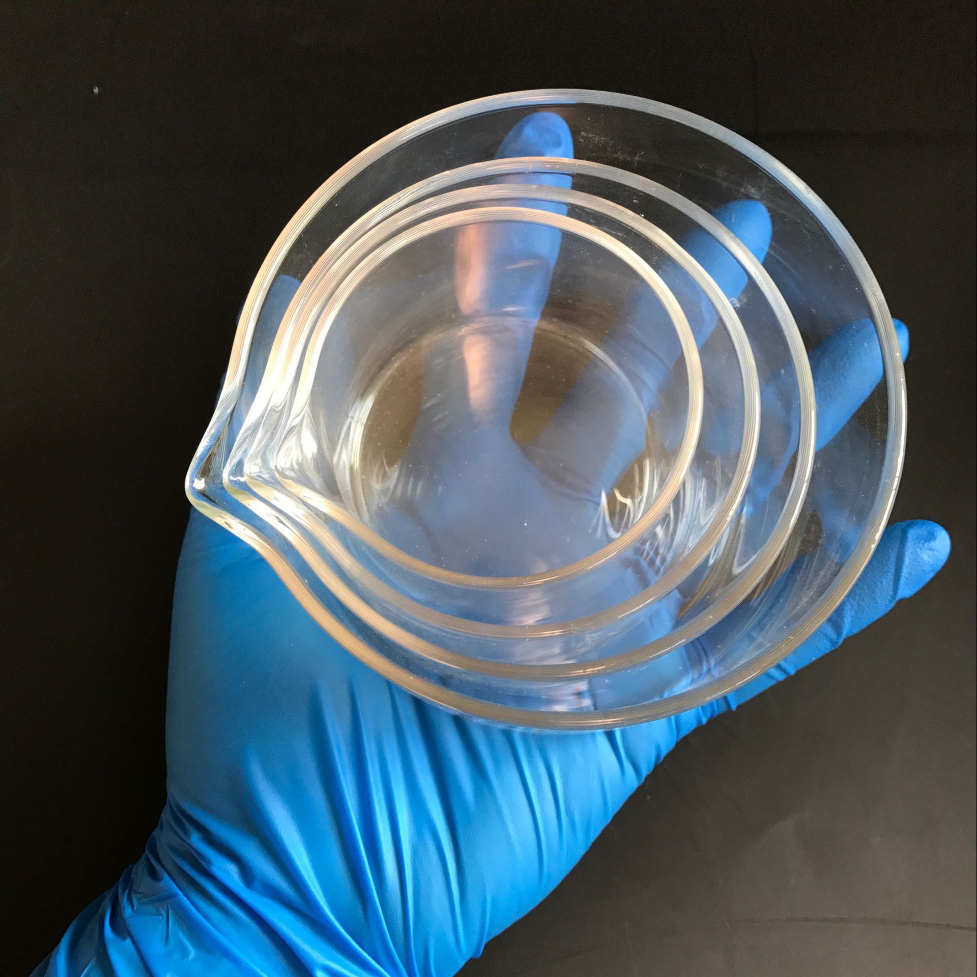 玻璃结晶皿60/70/80/100mm 加厚具嘴 圆皿 平底皿 生物实验室