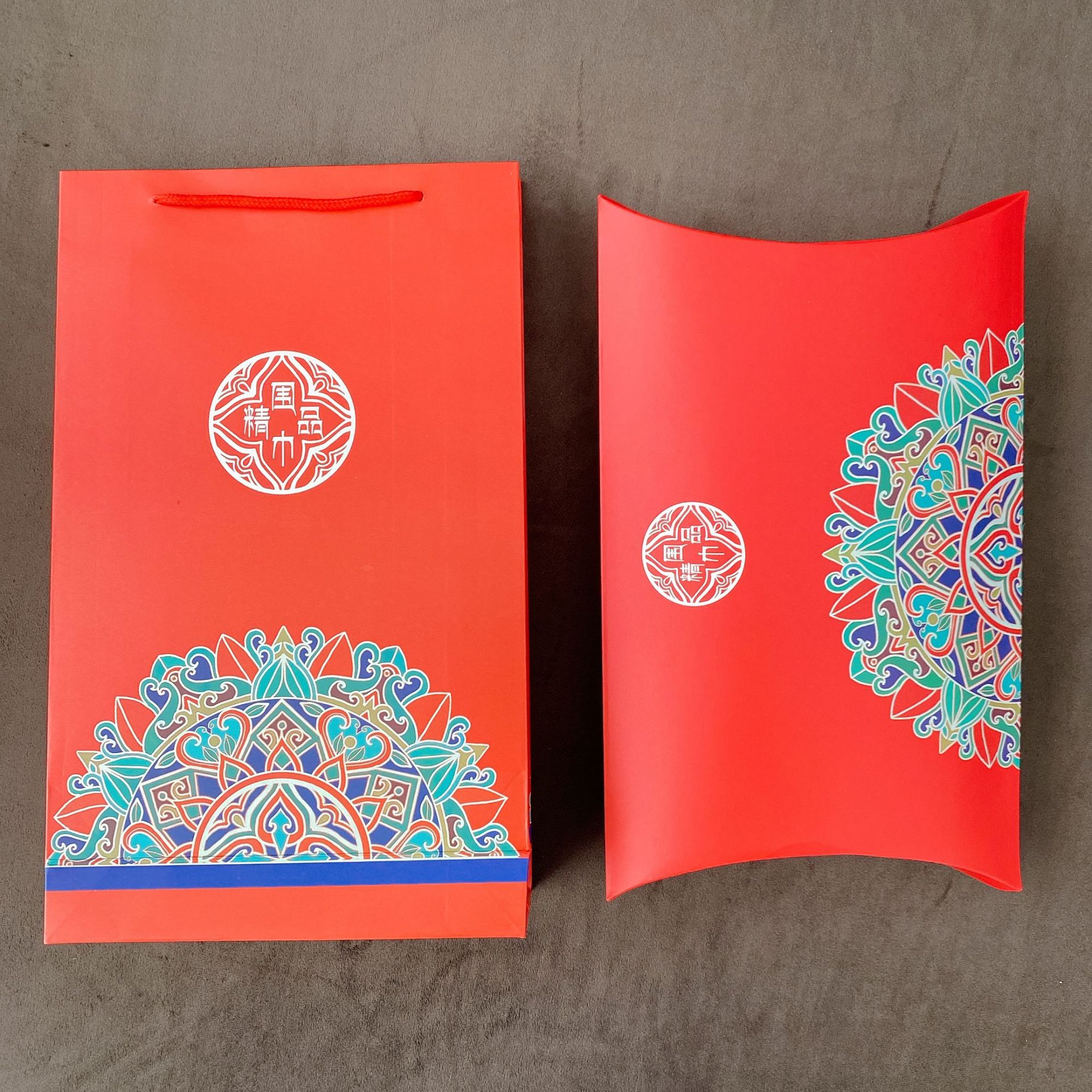 高端礼盒丝巾包装礼盒围巾盒子天地盒红色袋子