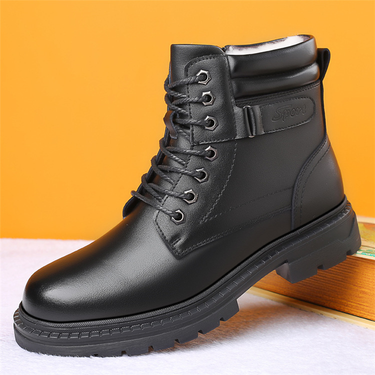 2021 New Korean Style Comfortable Winter Men's Shoes Soft Bottom High-Top Shoes Fleece Lined Padded Warm Keeping Wool Dr. Martens Boots