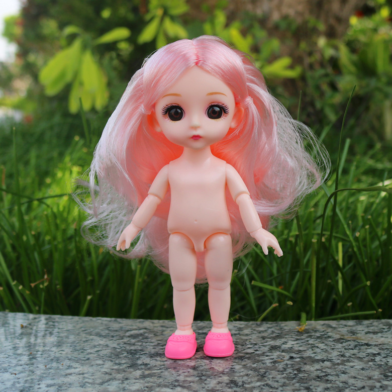 新款16-17厘米小芭比娃娃13关节丁小马白肌素体裸娃ob11玩具女