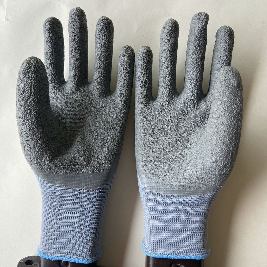 厂头供销斯伯伦乳胶灰沙灰尼龙皱纹手套透气防滑挂胶劳保手套