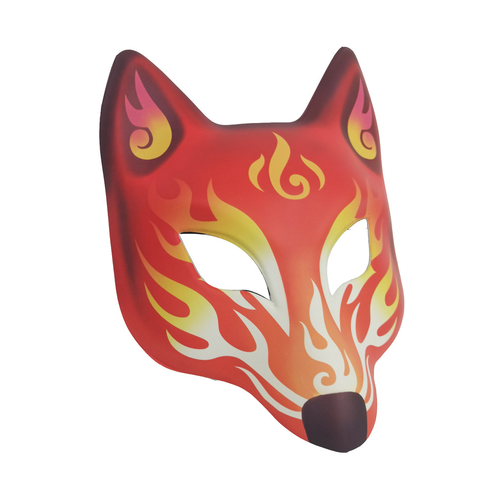 跨境货源现货万圣节狂欢节化妆舞会皮革印刷日本风多图案狐狸面具