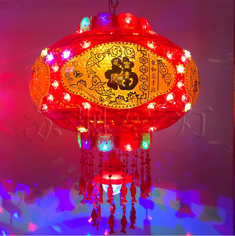 厂家批发新款水晶led旋转走马灯商场室内装饰春节阳台装饰红灯笼