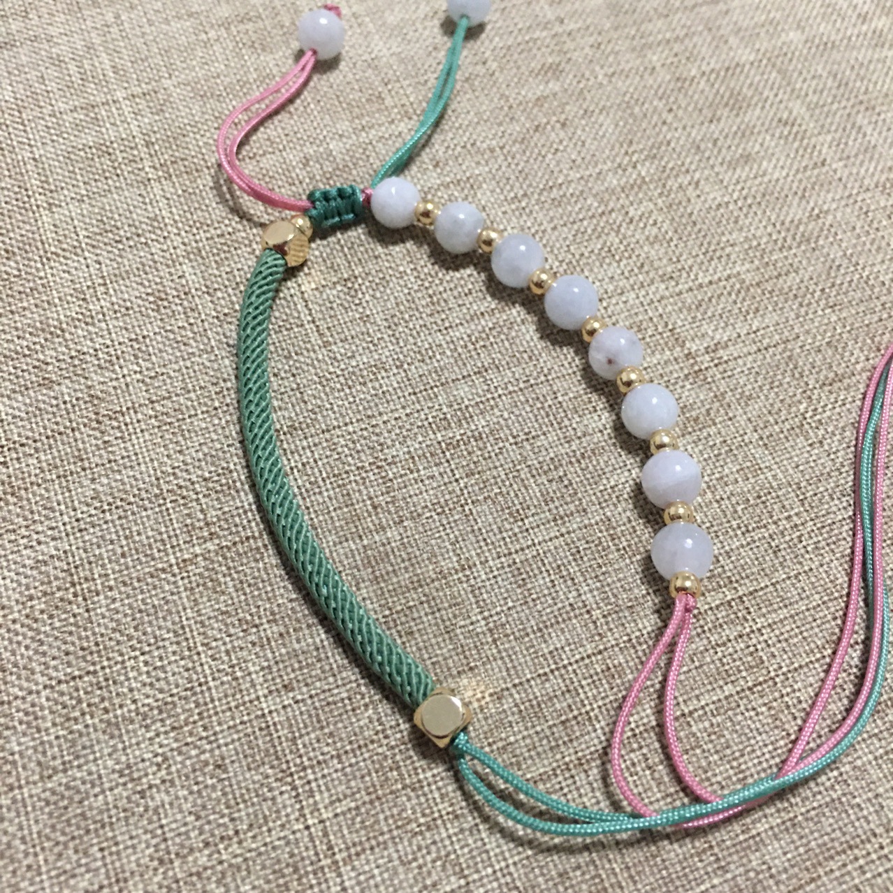 手工绳子编织翡翠手绳半成品diy手绳玉珠手链饰品手排编绳定制