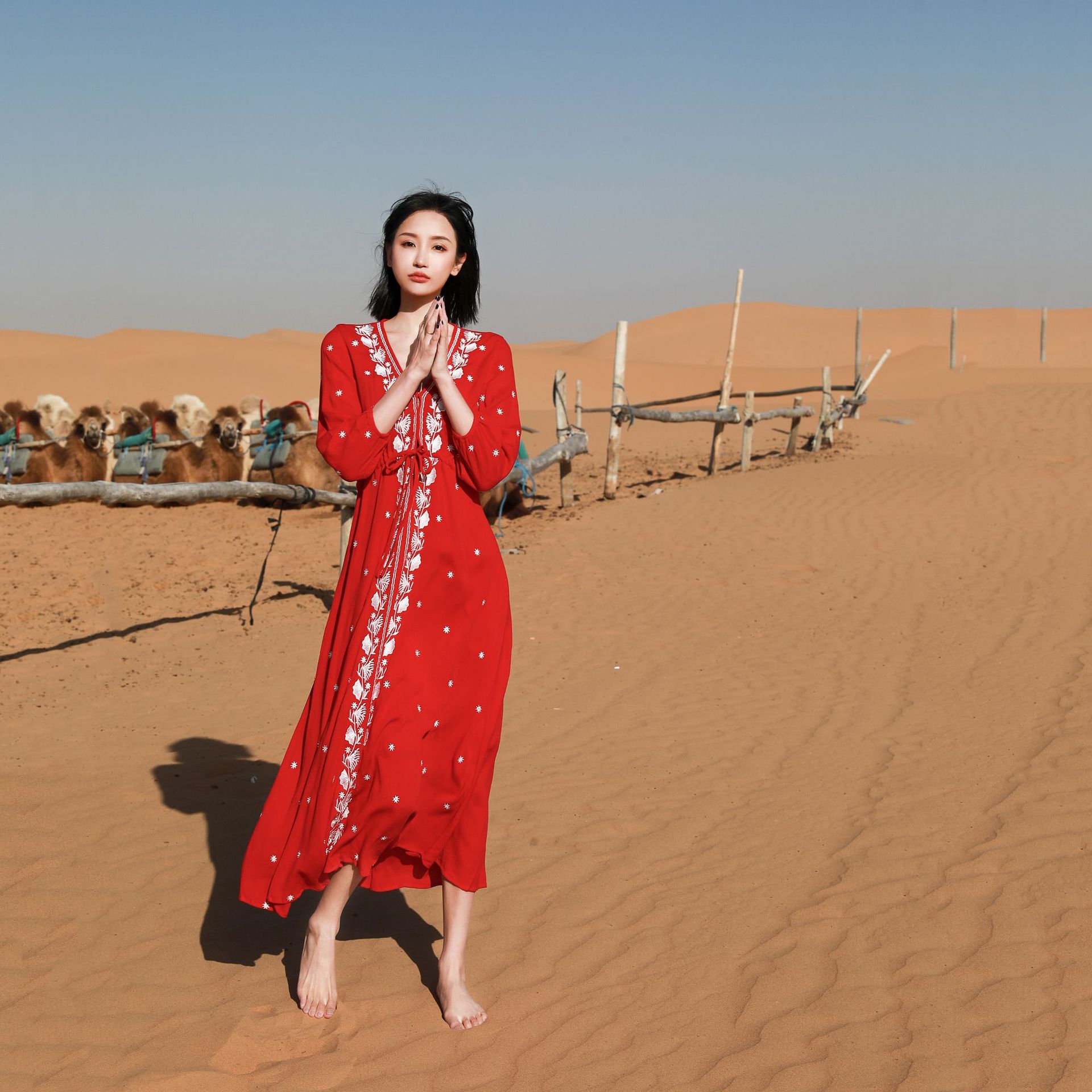 波西米亚沙滩裙超仙长裙三亚旅游海边度假穿搭巴厘岛泰国女装281