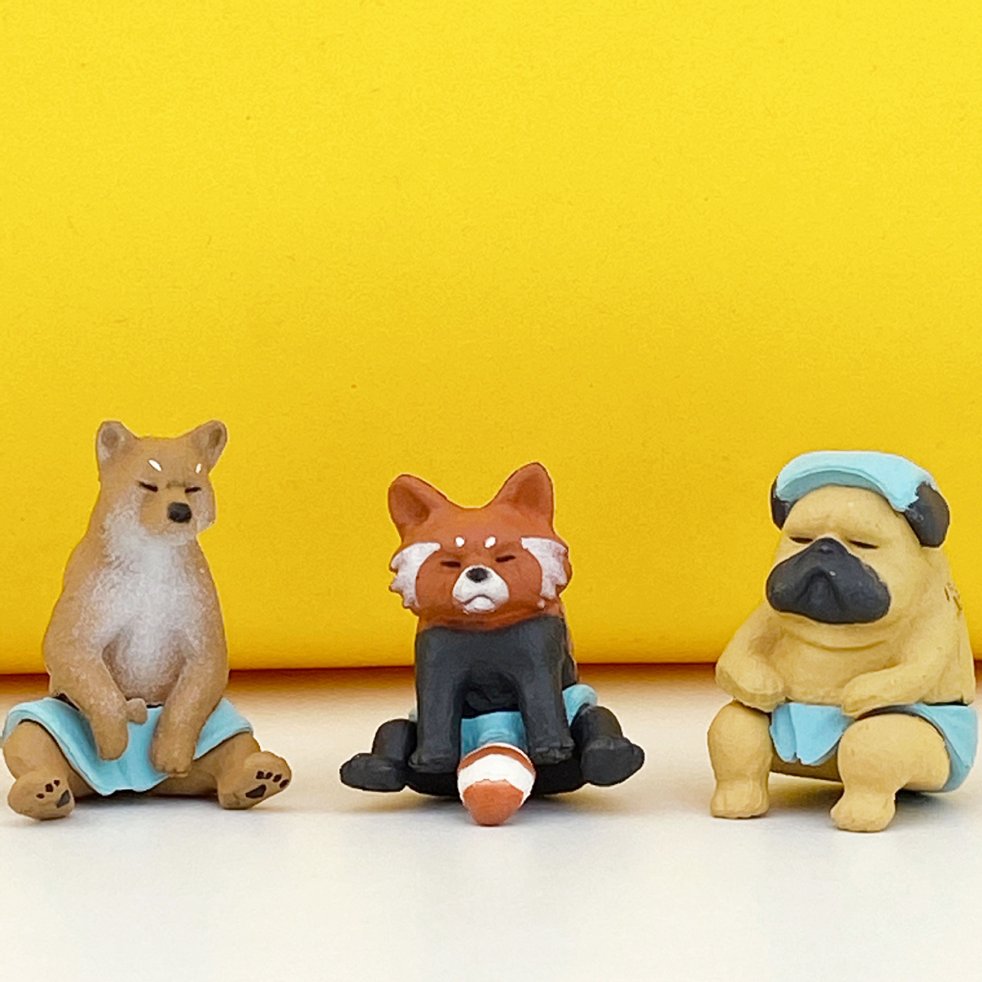 5款洗澡坐姿动物蛋糕摆件 卡通可爱北极熊 熊猫 狗狗玩具手办公仔