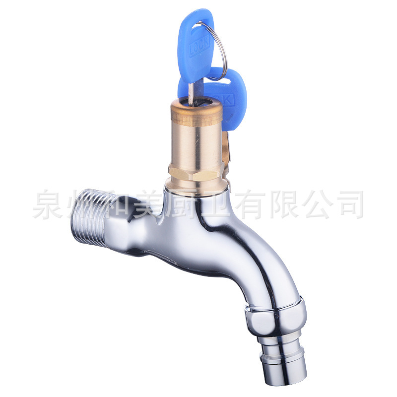 with Lock Faucet Quick Open Single Cold Porcelain Core Washing Machine Stainless Steel Nozzle Balcony Lengthened Outdoor Copper Faucet Water Tap