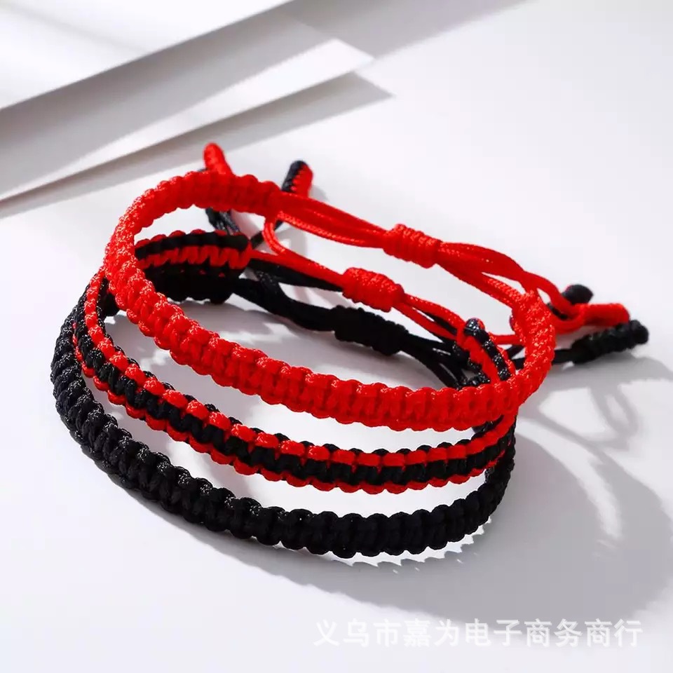 Cross-Border Hot Selling Tibetan Hand-Woven Diamond Flat Knot Colorful Lucky Carrying Strap Couple Friendship Bracelet in Stock