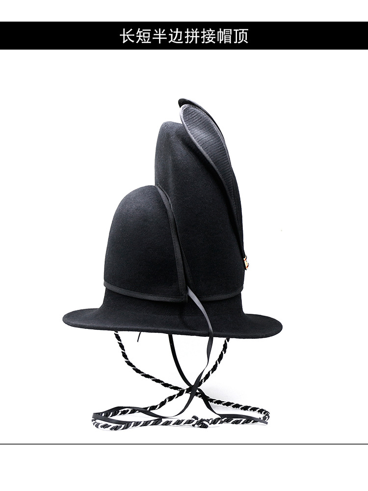 英伦风秋冬羊毛礼帽尖尖魔术帽时尚高顶筒爵士帽巫婆帽火山岩帽子