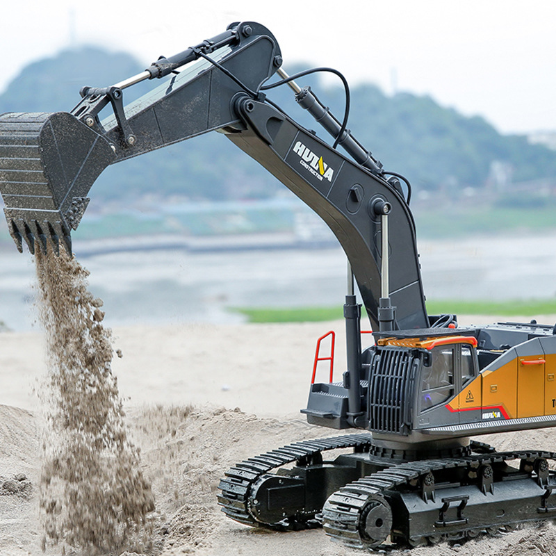 汇纳592仿真遥控合金挖掘机22通道挖土机挖机儿童电动玩具商用