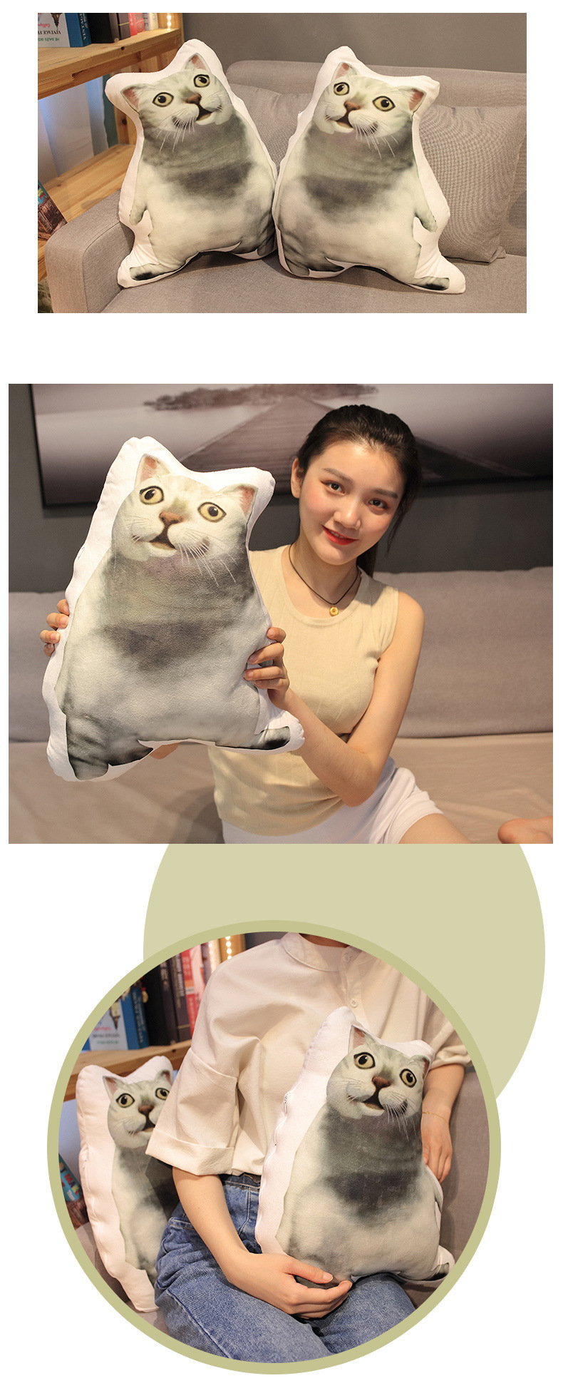 新品动漫表情包mur猫抱枕创意沙雕动漫奇怪的知识猫毛绒玩偶靠枕