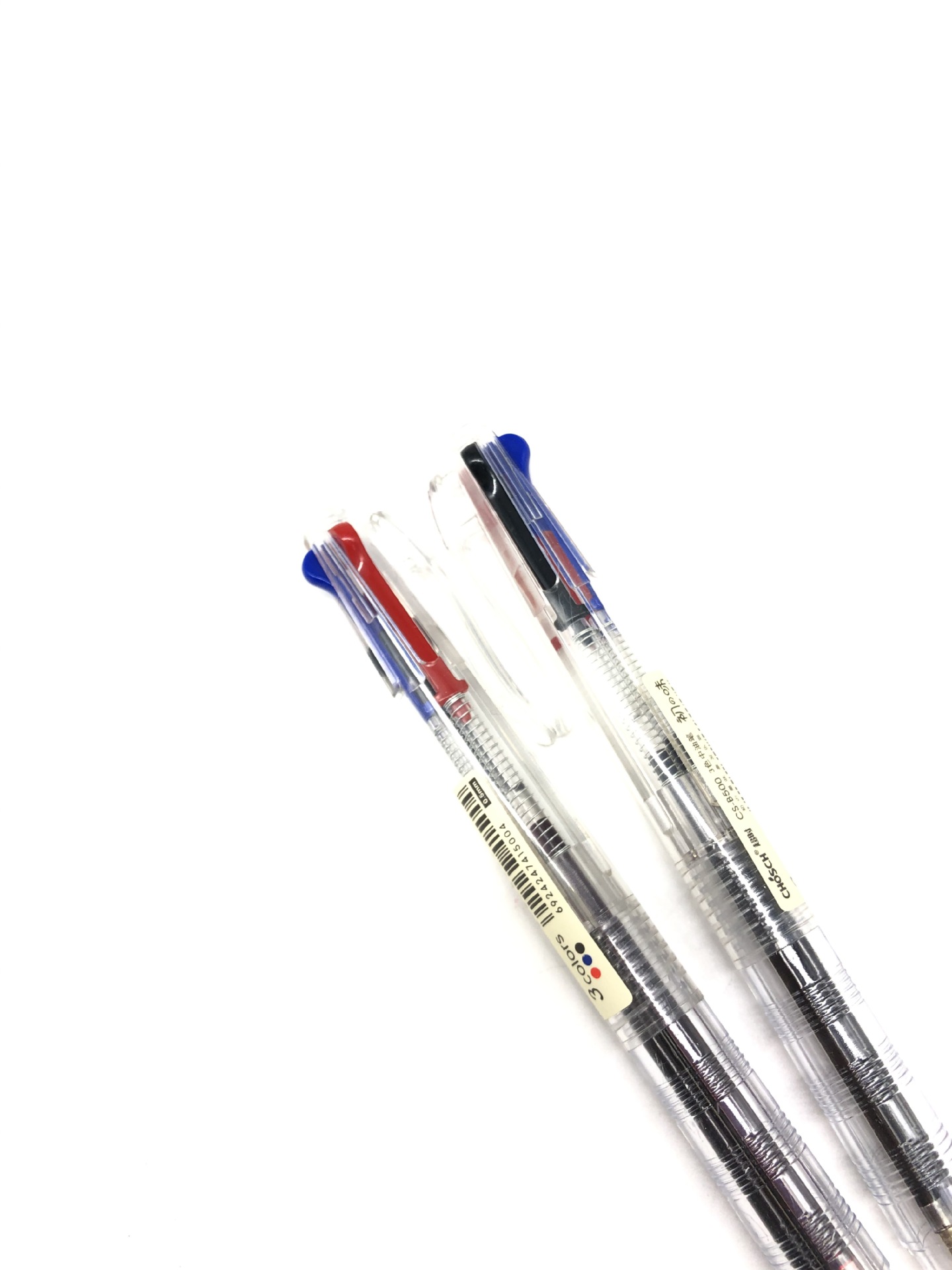 超时多色圆珠笔三色笔按压式按动原子笔彩色中油笔芯多功能合一批