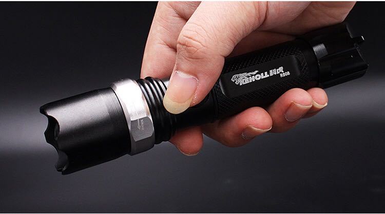 科虎808-2变焦led强光 可充电超亮便携式户外骑行强光手电筒