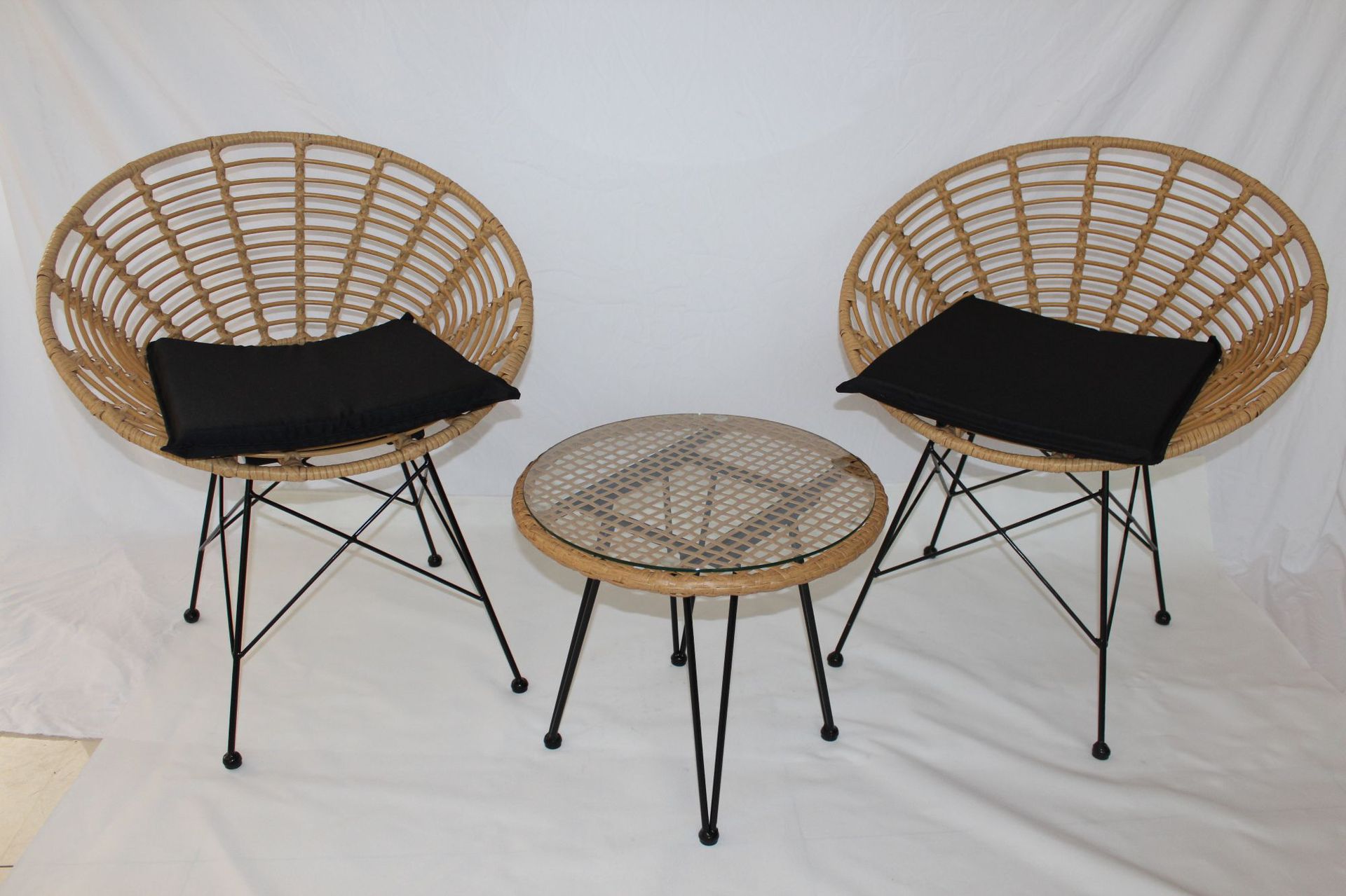 户外藤椅休闲桌椅花园椅子创意庭院室内阳台藤编椅子小茶几三件套