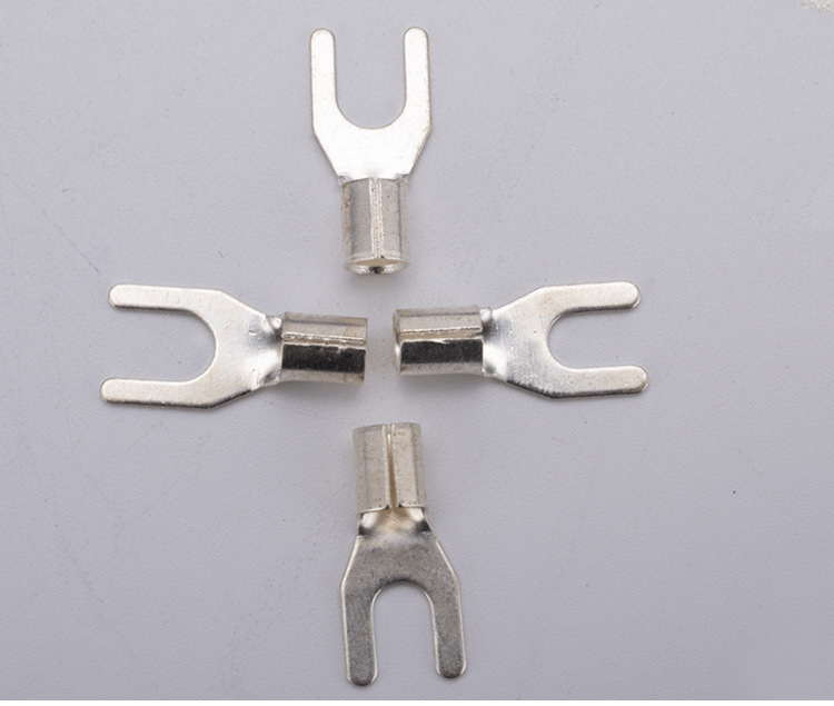 厂家直销 y形冷压接线端子开口鼻 ut2.5-4叉形裸黄铜端头1000只