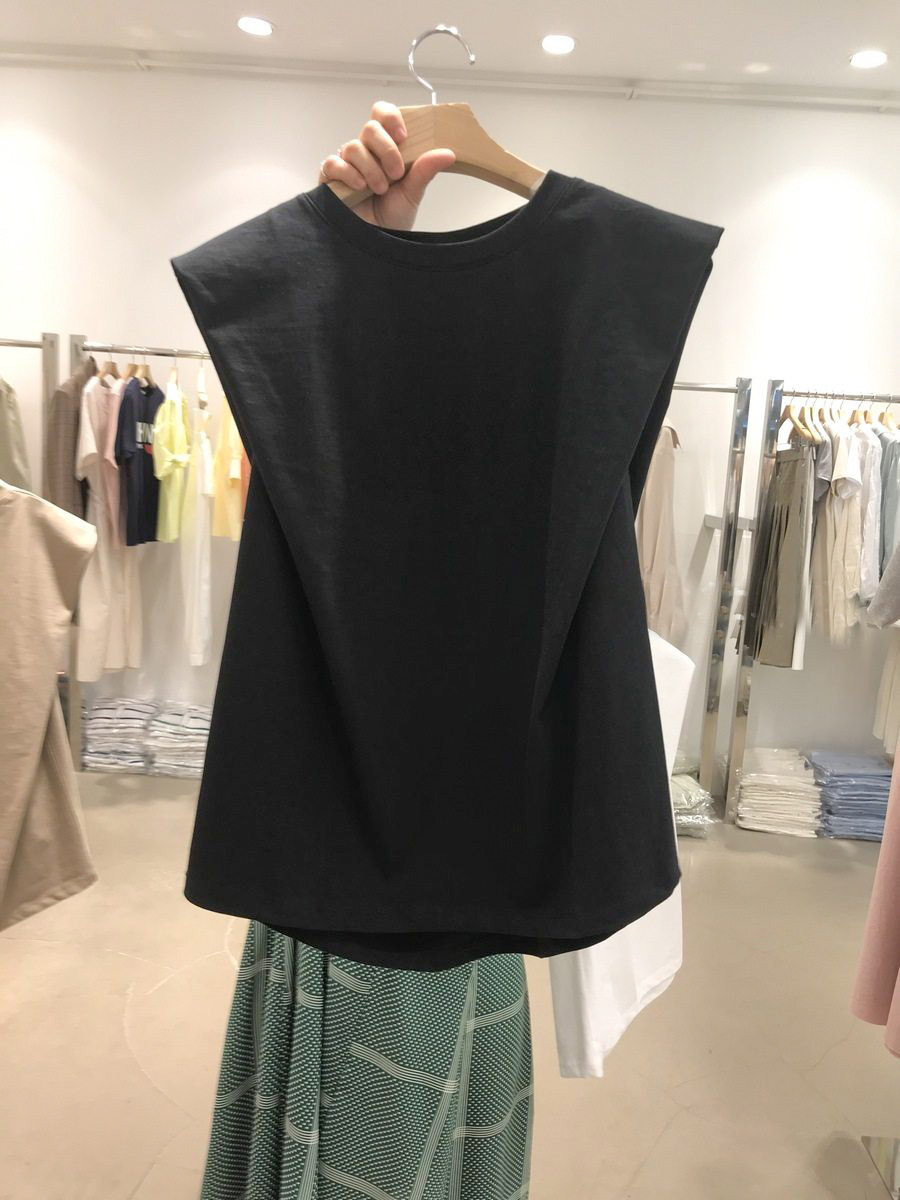 Korean Style Dongdaemun Women's Clothing 2023 Summer New Solid Color Sleeveless T-shirt Korean Style Versatile Design Vest Top