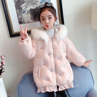 网红直播货源 波姆熊 儿童羽绒服中长款90白鸭绒品牌童装折扣批发