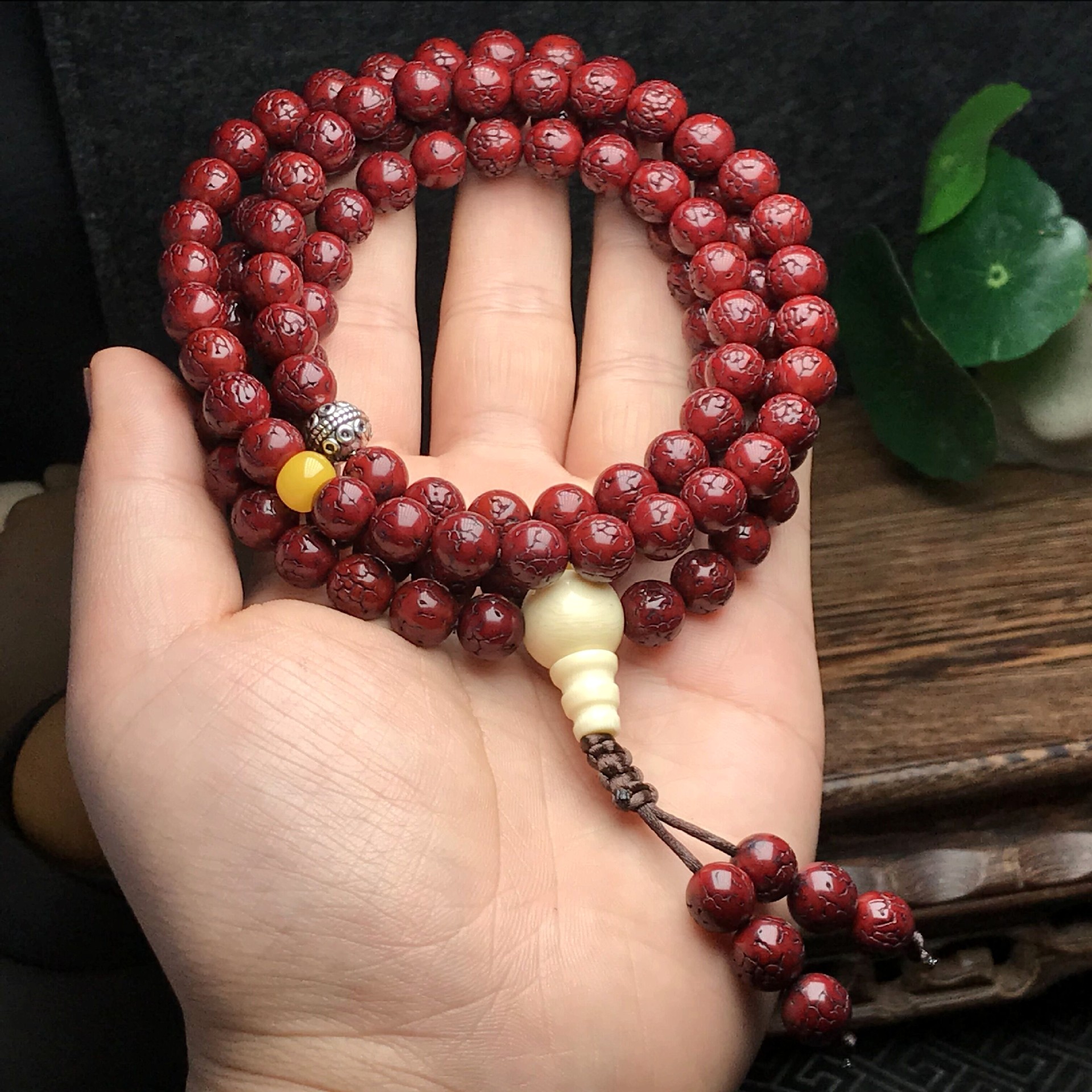 厂家批发五瓣做旧无齿金刚菩提 朱砂供金刚男女款文玩佛珠手链