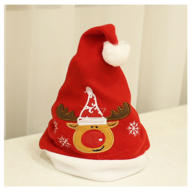 Christmas Decorations Christmas Gifts for the Elderly Adult Cap Machine Embroidery Snowflake Christmas Hat Foreign Trade Mingguan New Product