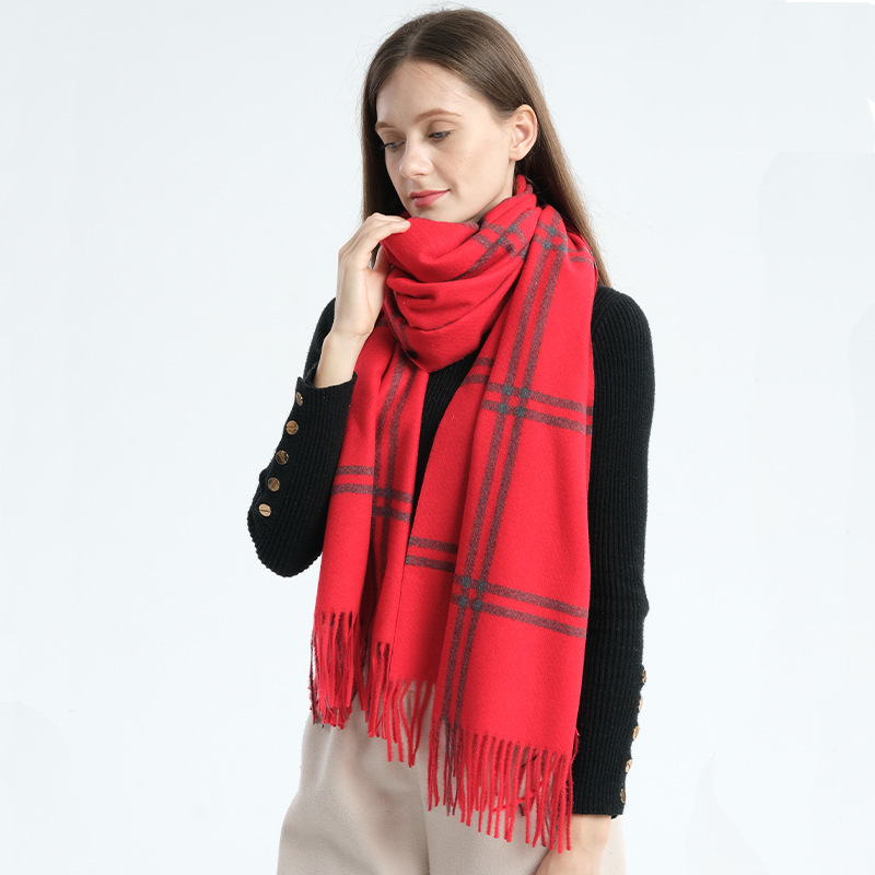 Cross-Border Foreign Trade Scarf Autumn and Winter Cashmere Scarf Plaid Women Thick Warm Scarf Autumn and Winter Shawl