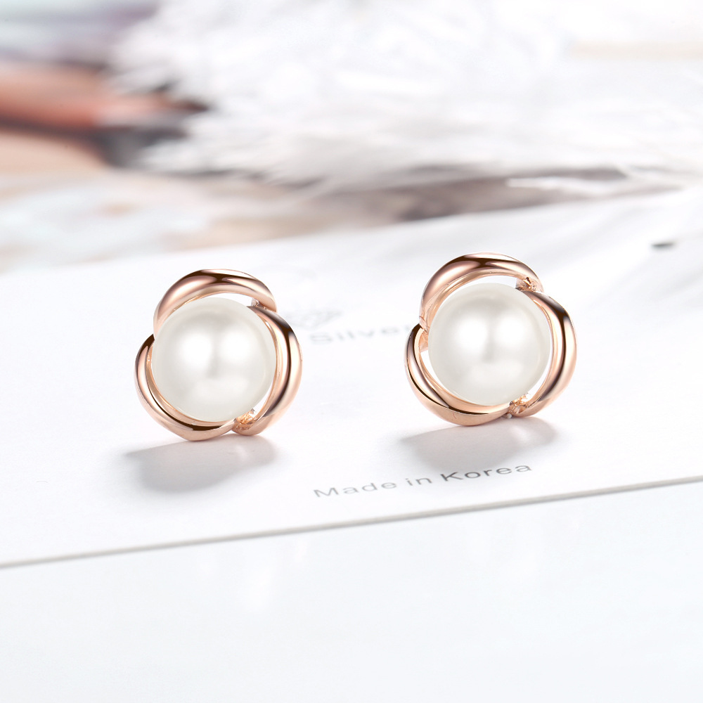 小众百搭珍珠耳钉简约冷淡风玫瑰金耳环韩国女耳钉韩版韩式/韩国
