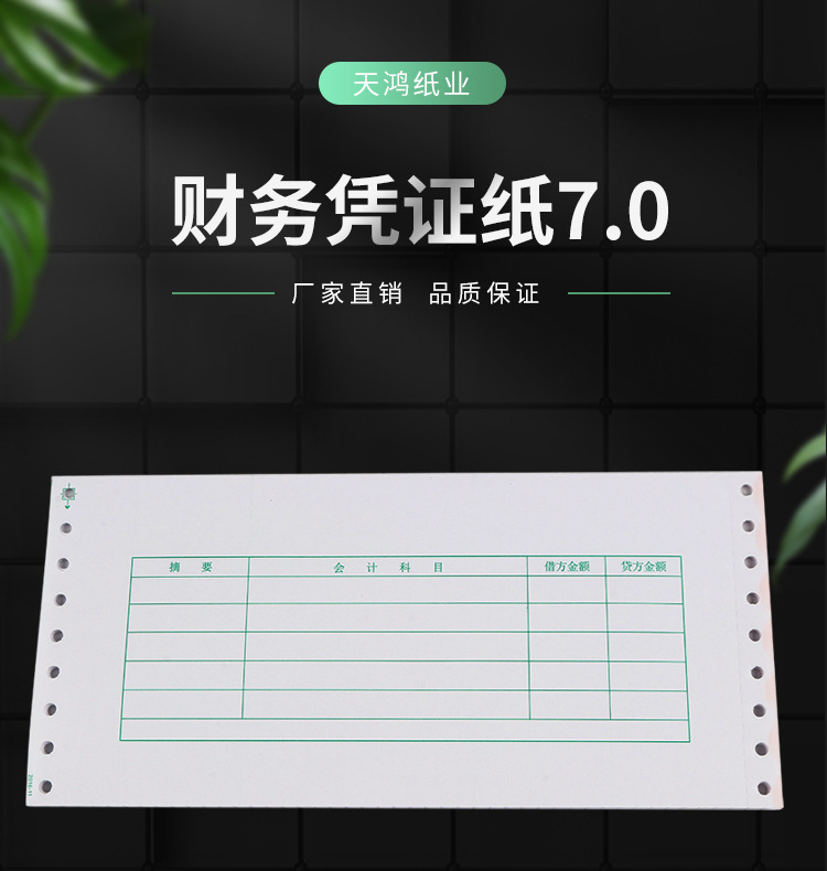 1针式打印记账凭证纸7.0金额凭证241x114.3mmt3/t6财务软件凭证