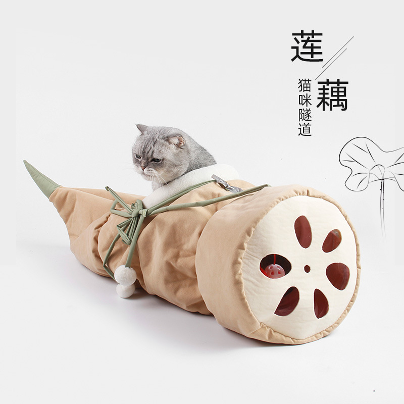 Jizai Cat-Related Products Rolling Dragon Cat Toy Hammock Lotus Root Cradle Nest Folding Hammock Semi-Closed Cat Tunnel Nest