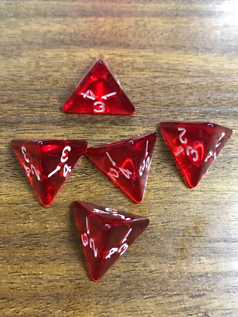 4面透明多色骰子 菱形数字两种排列色子dnd游戏计数玩具多面数字