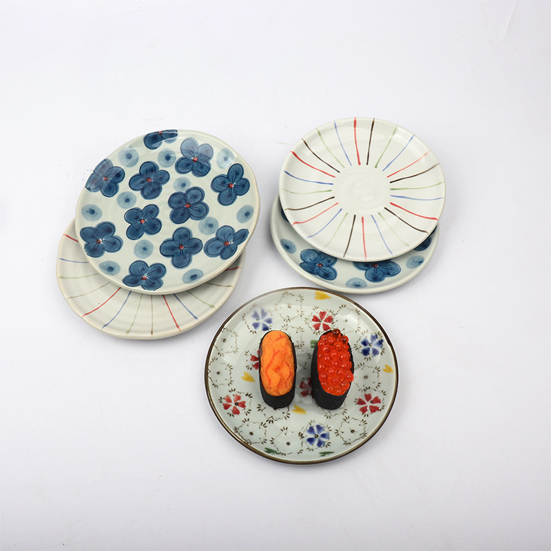 日式梅花骨碟6寸摆台底碟日韩料理寿司居酒屋铁板烧盘子