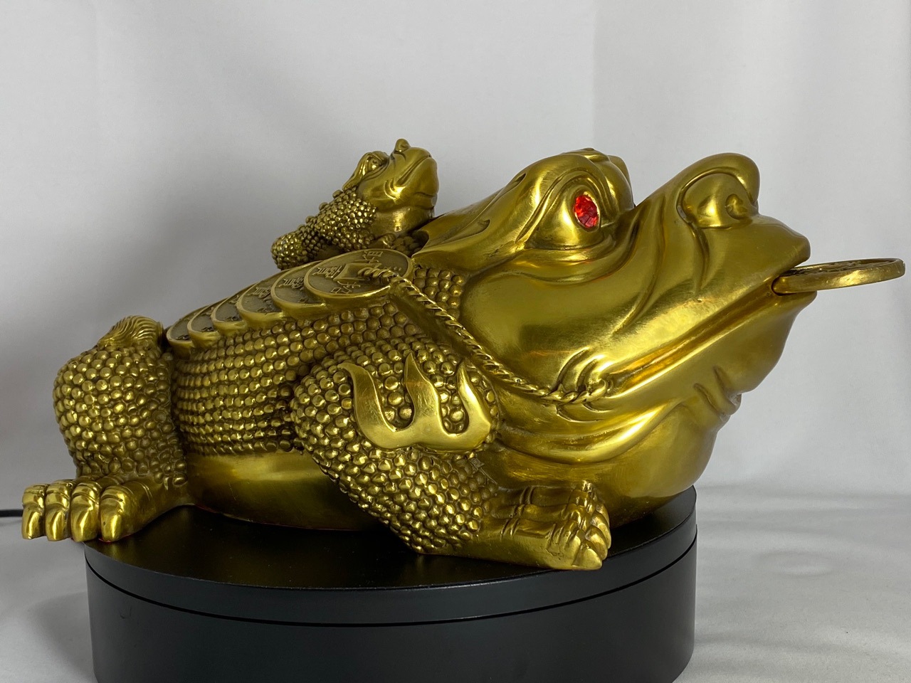 厂家直销 纯黄铜 精工雕刻 吸菜 母子金蟾 成对