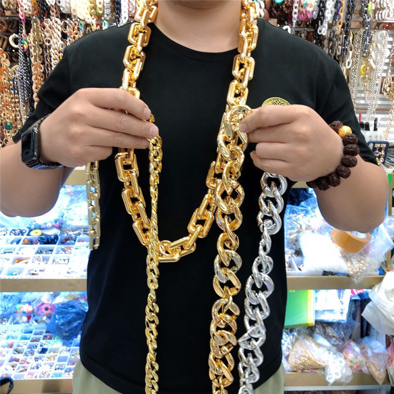 超大塑料金项链嘻哈夸张男粗网红抖音直播道具假土豪金巨大金链子