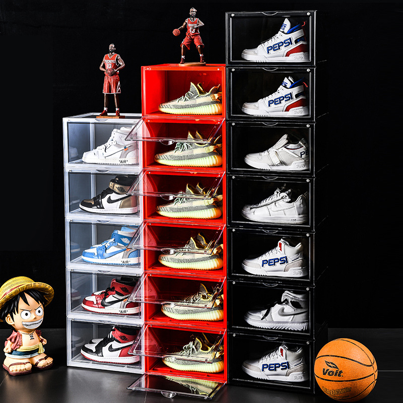 Sneakers Storage Box Transparent Sneakers Basketball Shoes Shoe Box Magnetic Suction High-Top Sneakers Wall Collection Display Shoe Cabinet