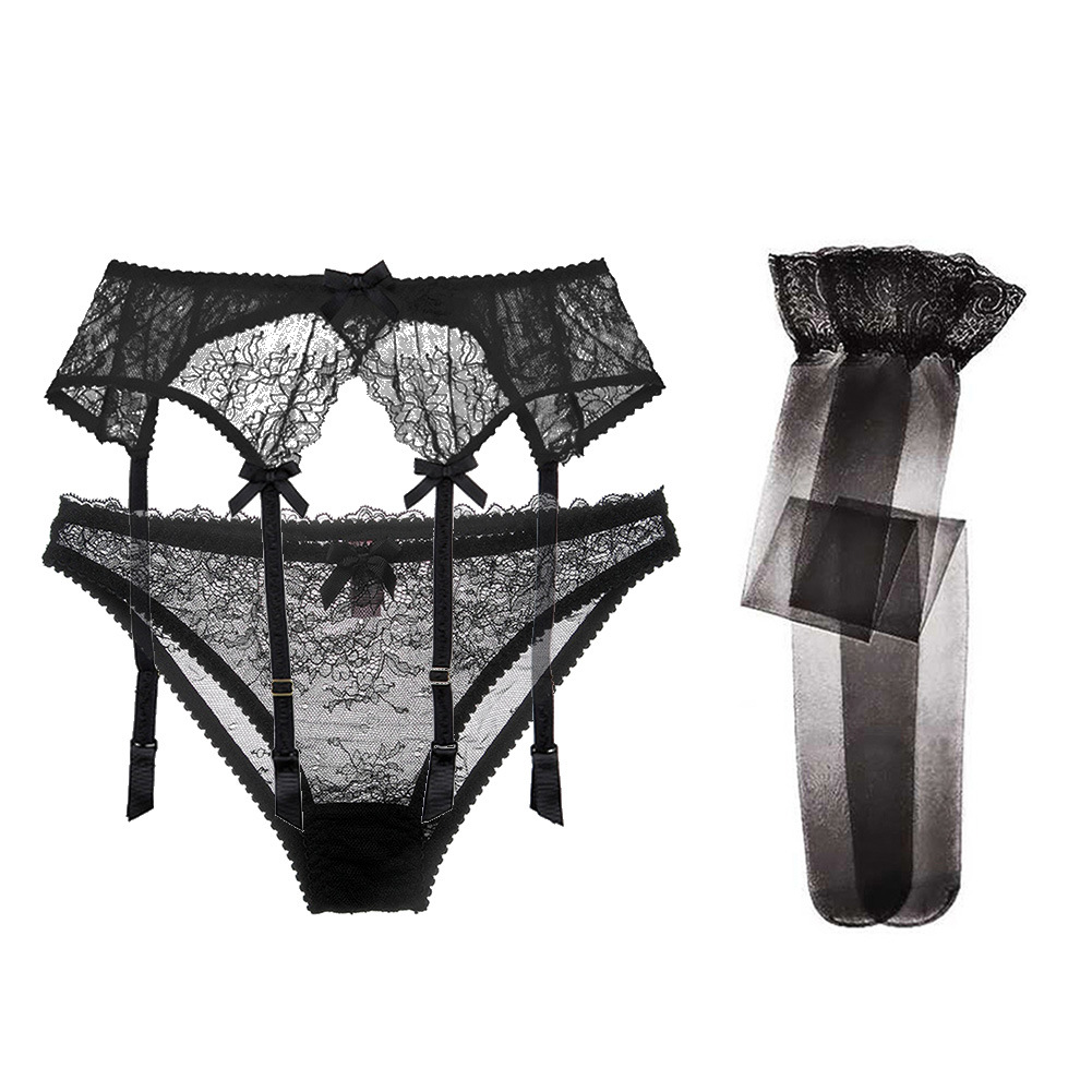 吊带袜套装内裤一体女情趣欧美复古吊带丝袜高筒防滑过膝到大腿跟